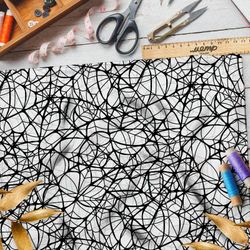 Ткань мембрана мелкая чёрная паутина на белом фоне
