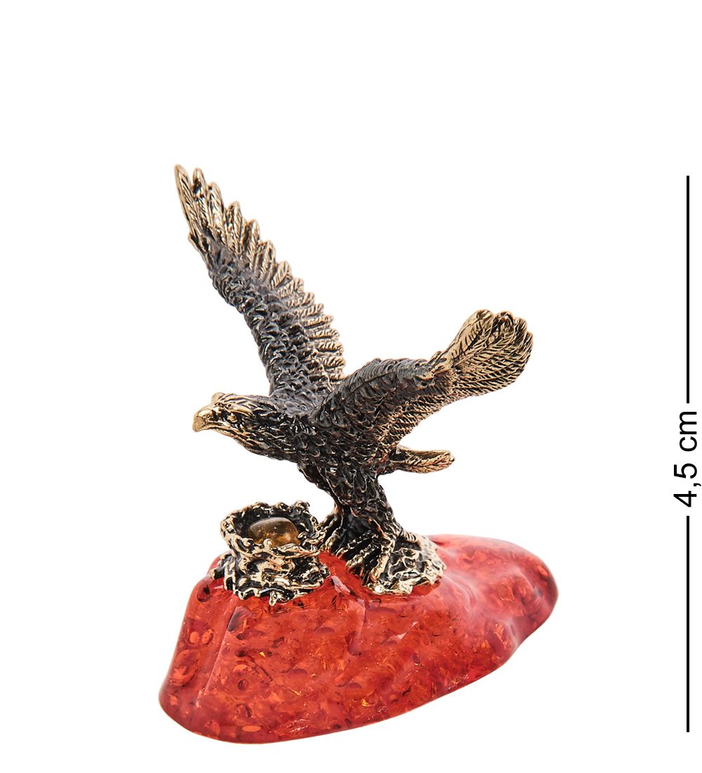 Народные промыслы AM- 684 Фигурка «Сокол на скале» (латунь, янтарь)