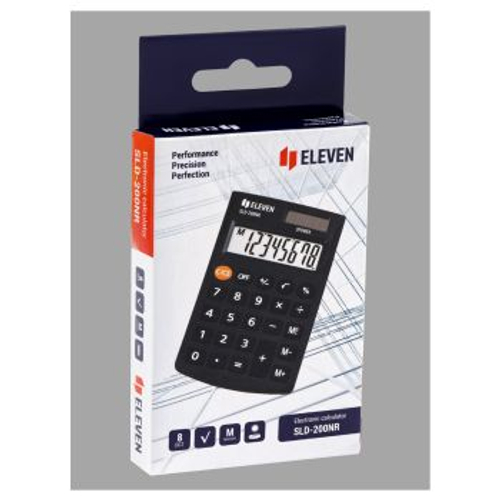 Калькулятор карманный Eleven SLD-200NR, 8 разрядов, двойное питание, 62*98*10мм, черный
