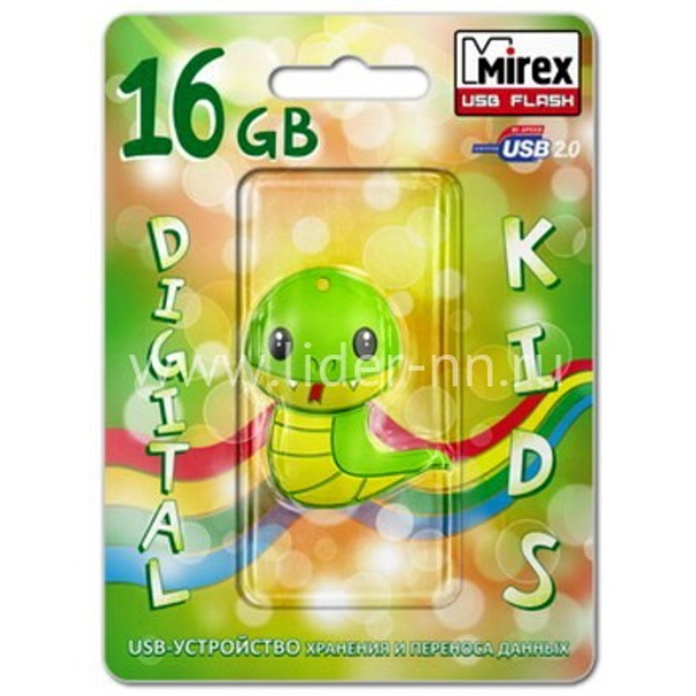 USB Флешка 16GB Mirex Snake, USB 2.0, зеленая