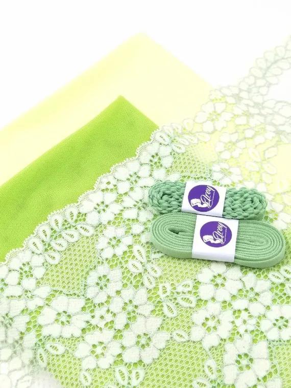 03-174 Кружево эластичное 16 см, желтый/салатовый