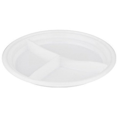 Тарелка D205 (3-секц.) ПС белая (100/1800 шт.) ПолиЭР