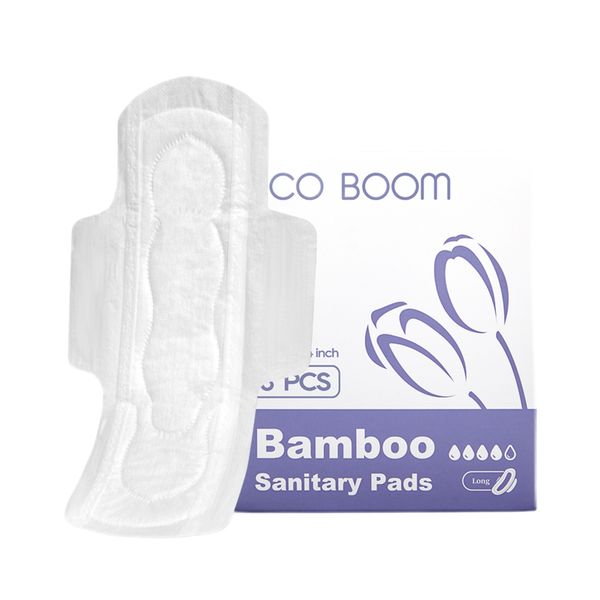 Гигиенические прокладки из органического бамбука, без запаха, Long 4 капли 290 мм 8шт (Eco Boom)