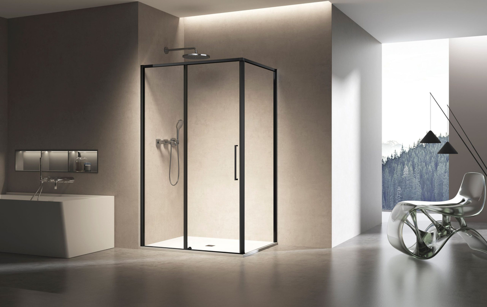 Душевой уголок Slim 8mm VSR-6SL8013CLB, 1300*800, черный, стекло прозрачное