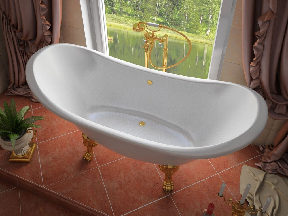 Ванна из литьевого мрамора Эстет Скарлетт 180х77 белая, ФР-00001245