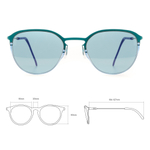 Бирюзовые солнцезащитные очки из титана со светло-синими линзами. Модель 21