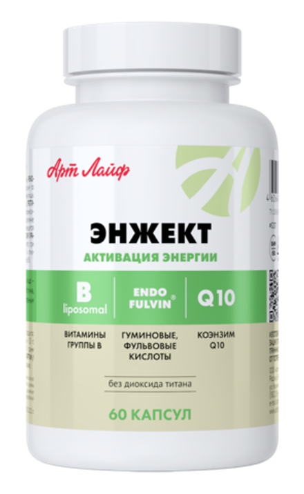Энжект, 60 капс Коэнзим Q10+витамины группы B. Источник внутренней энергии. Защита сердца, обновление клеток, сохранение молодости