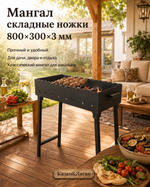 Мангал складные ножки 800*300*3мм