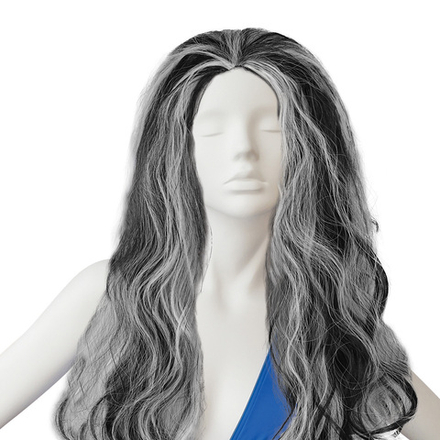 Парик карнавальный, 140 гр, Ведьма, Черный/Белый