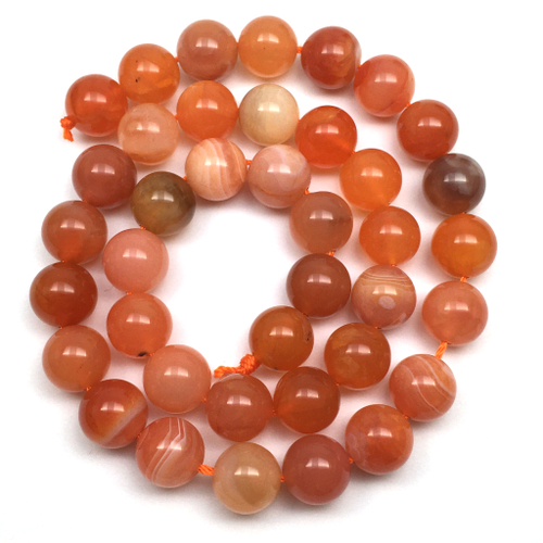 Агат Ботсвана оранжевый 9-10 мм, бусины - шарики