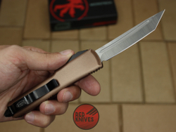 Нож Microtech Ultratech T/E - коричневая рукоять, танто клинок сатин RK-374