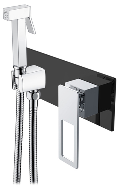 Гигиеническая лейка Q со смесителем BLACK CHROME_Комплект