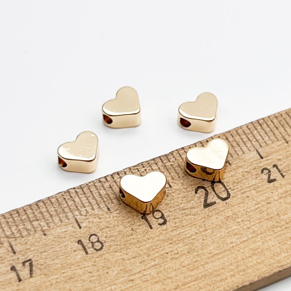 Бусина Сердце, цвет золото, размер 6*7 мм, цена за 1 шт