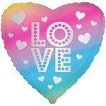 Шар Фольгированный LOVE Сердце радужное (Ассорти)