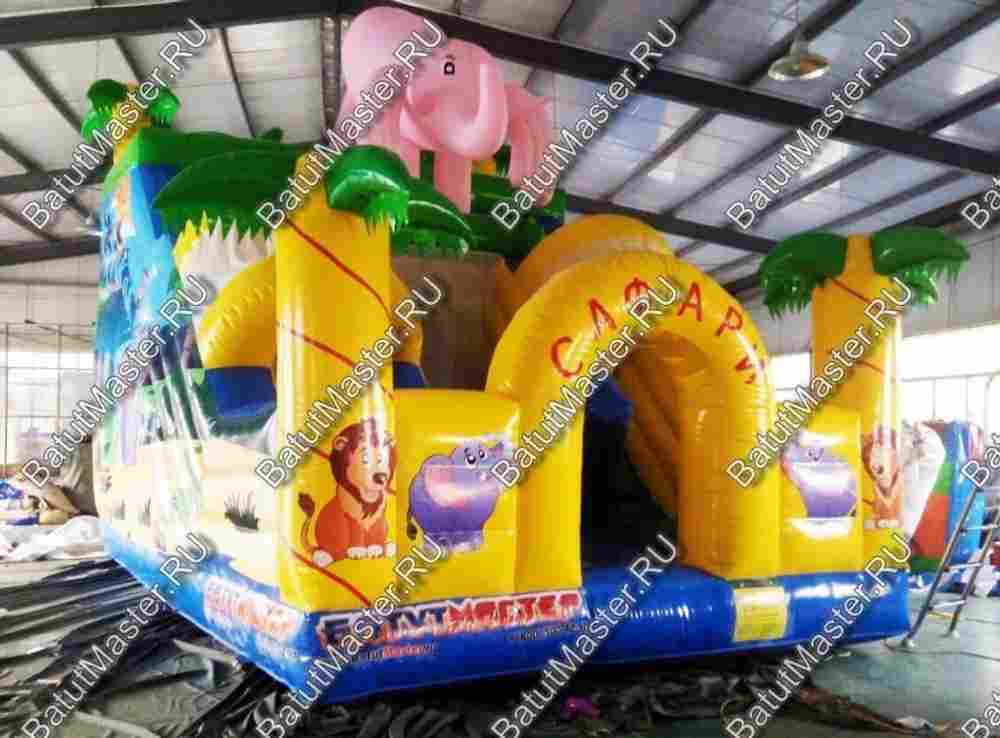 Детский надувной батут-горка "Задорный слонёнок"