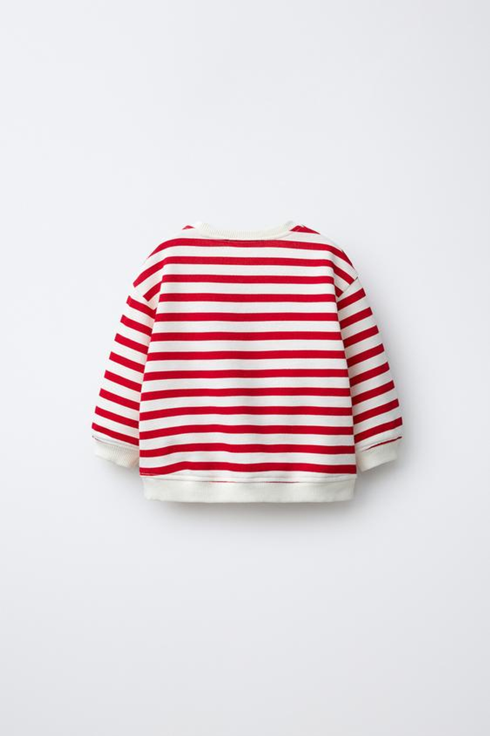 ZARA ТОЛСТОВКА В ПОЛОСКУ С АППЛИКАЦИЕЙ «ЯБЛОКО», КРАСНЫЙ/БЕЛЫЙ