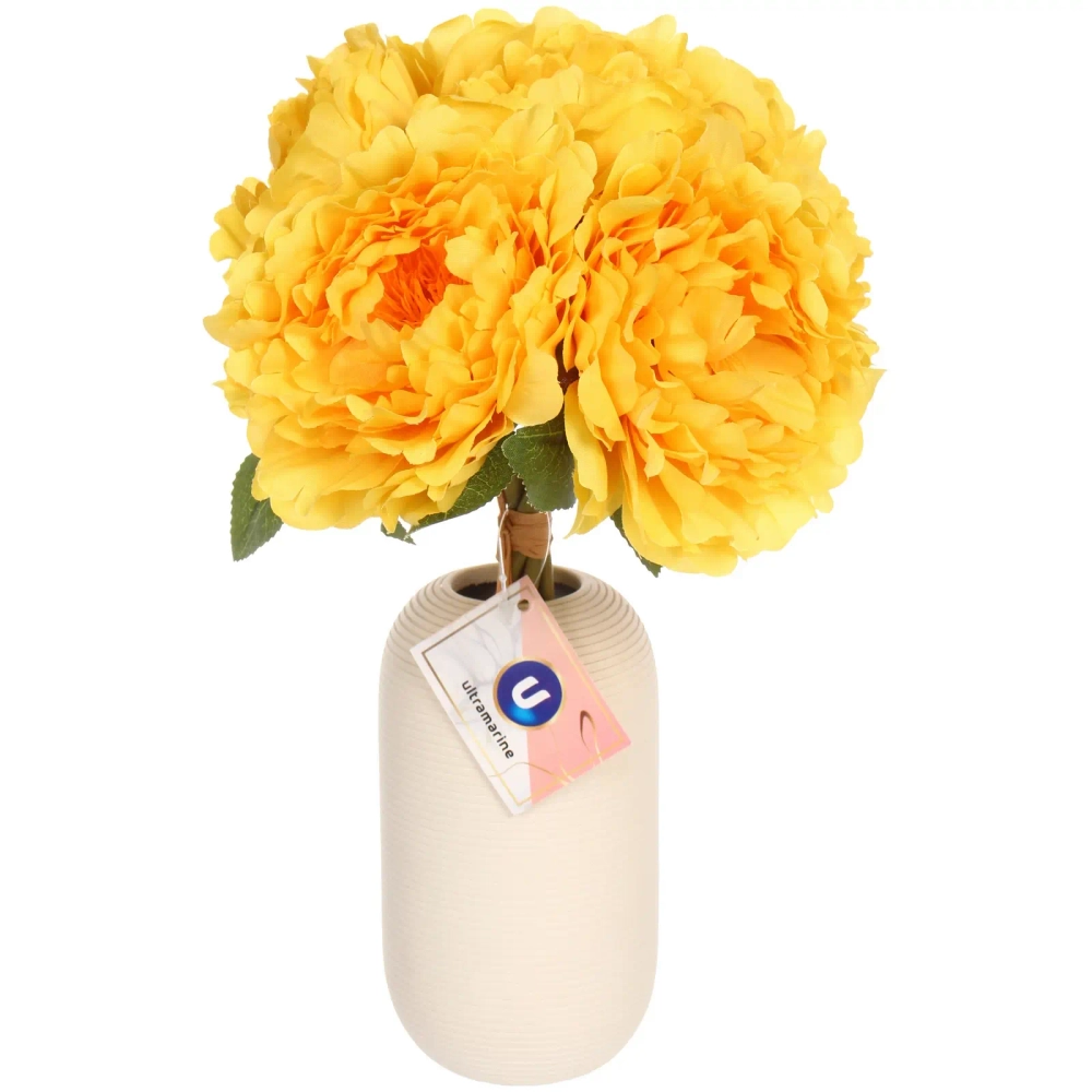 Искусственные цветы «Пионы» 28см букет 6 шт желтые