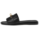 Hermes Giulia leather classic Shoe Buckle slippers Women's Black, H232129Z 02
