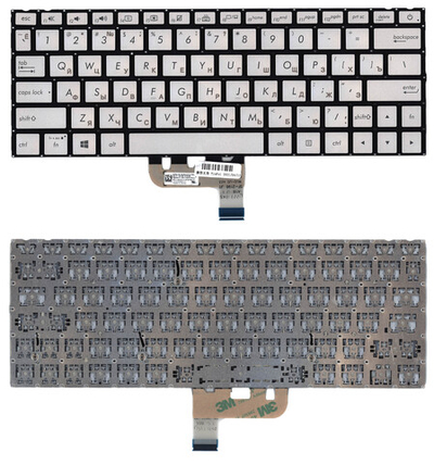 Клавиатура для ноутбука Asus UX333F серебристая с подсветкой