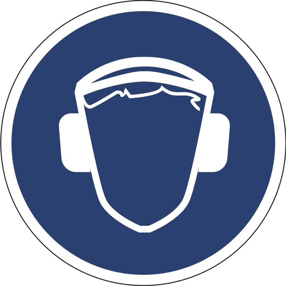 Знак M03 Работать в защитных наушниках (табличка, наклейка)