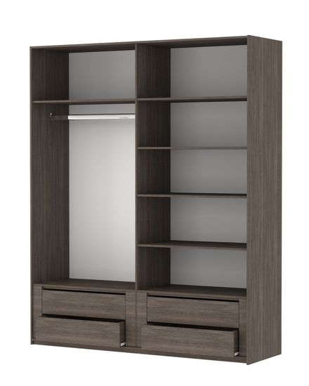 Шкаф-купе ЭСТА  Дуо ДЗ бетон , диамант серый, крафт табачный