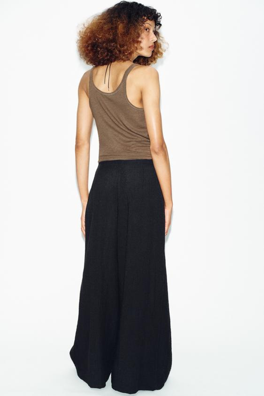 ZARA ШИРОКИЕ БРЮКИ-ПАРЕО, ЧЕРНЫЙ