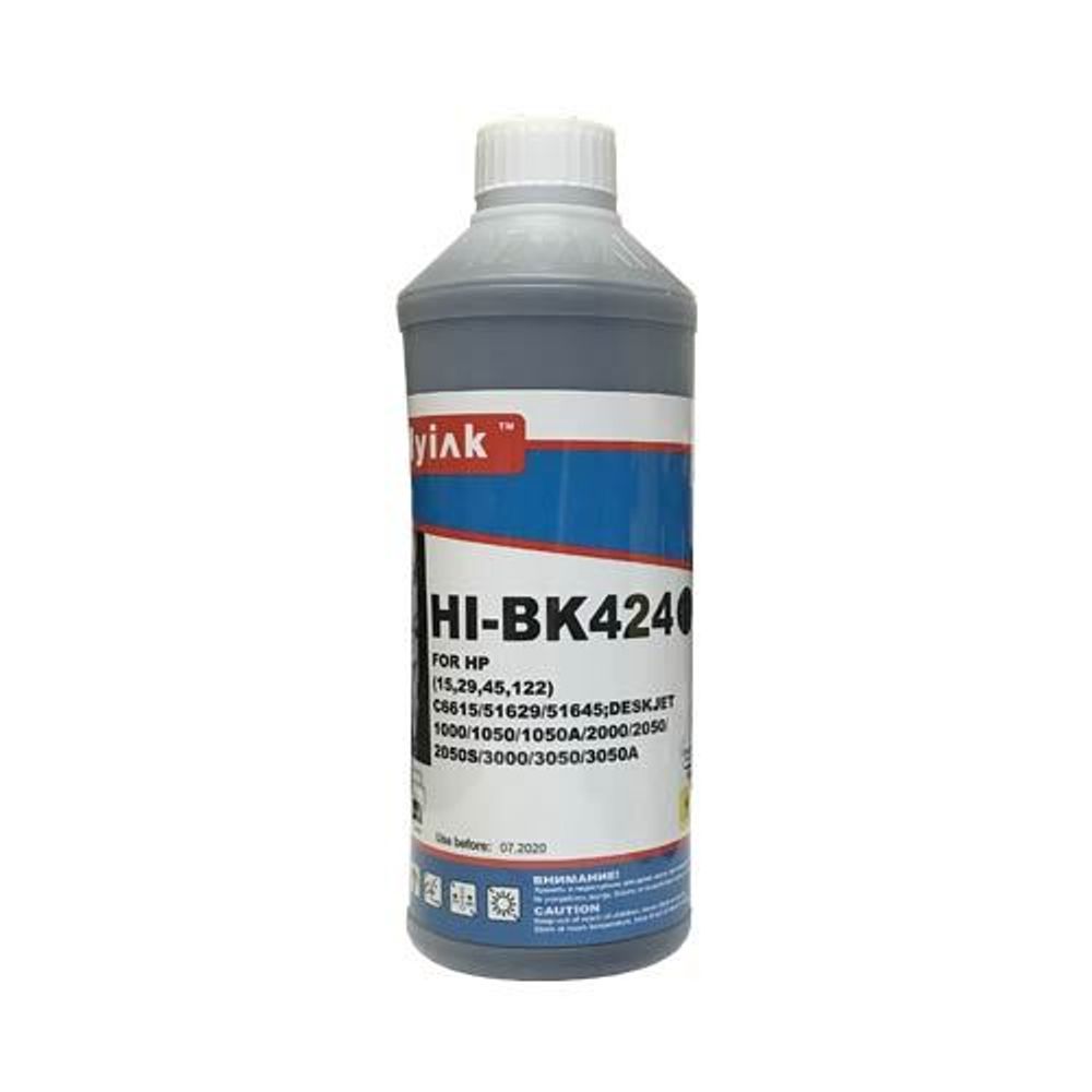 Чернила для HP (15/21/27/29/45/56/82/121/122/129/130/131/140/650) 1л, black, Pigment, HI-BK424 MyInk