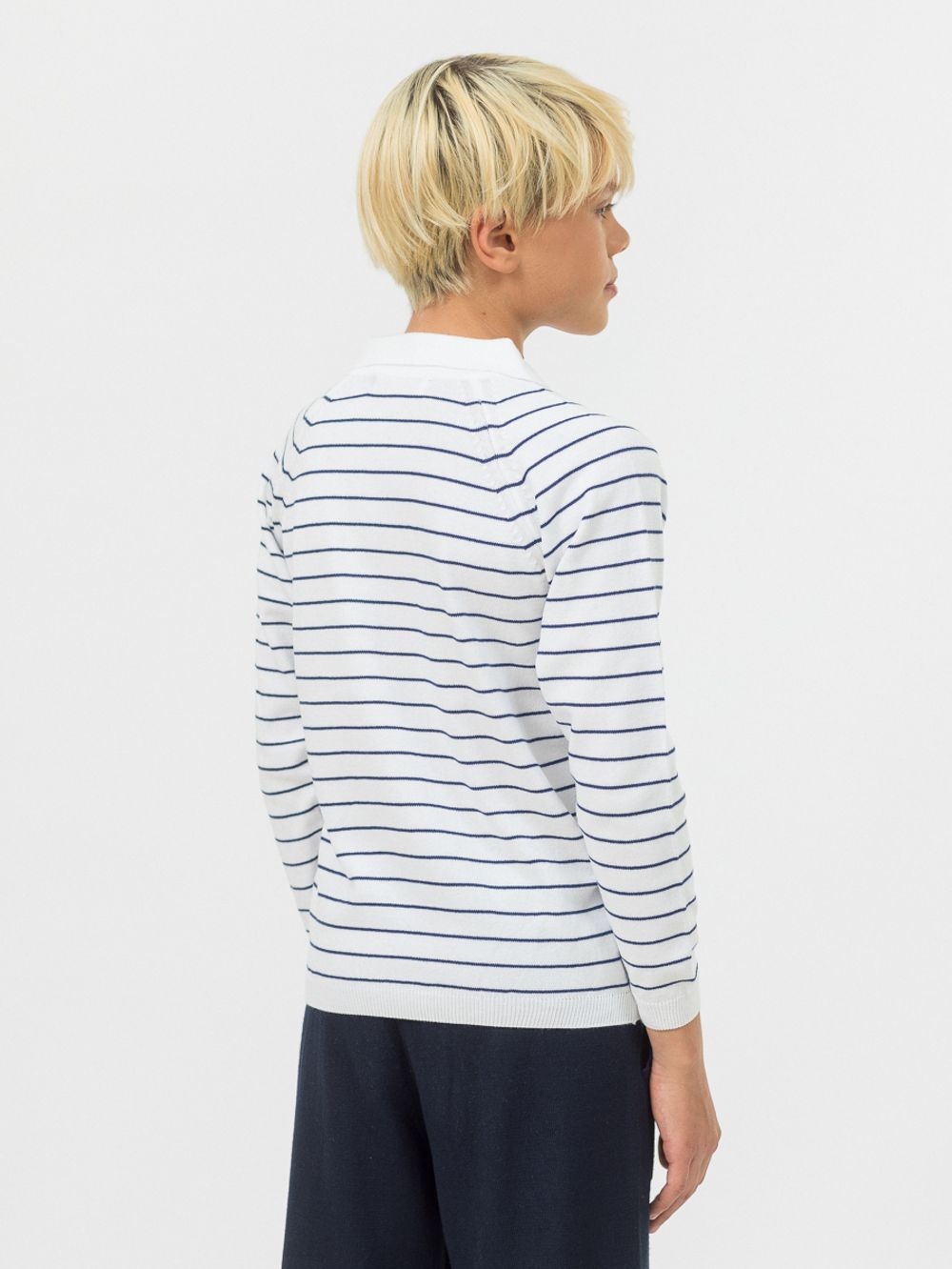 Поло для мальчика с длинным рукавом AT1497 бело-синий