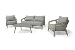 "Брюссель" лаунж-зона из искусственного ротанга на 4 персоны, цвет серый, каркас под дерево (холодно-бежевый)