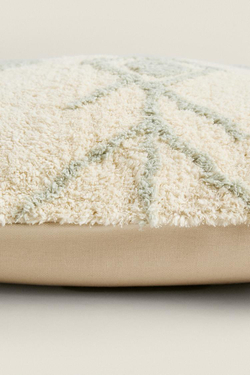 ZARA HOME ЧЕХОЛ ДЛЯ ДЕКОРАТИВНОЙ ПОДУШКИ С ВЫШИВКОЙ С ГЕОМЕТРИЧЕСКИМ УЗОРОМ, ЭКРЮ