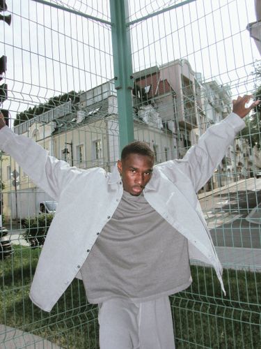 Плотная хлопковая рубашка The Puh серого цвета