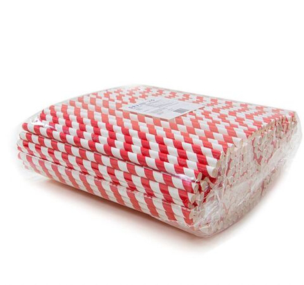 Трубочки бумажные одноразовые 6×200мм красно-белая полоска Complement 250шт/упак