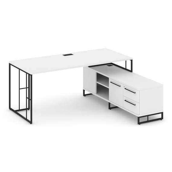 Rift Direct Стол руководителя на опорной тумбой RF.SRT-25 (R) Белый Бриллиант/Металл Черный/Черный Р