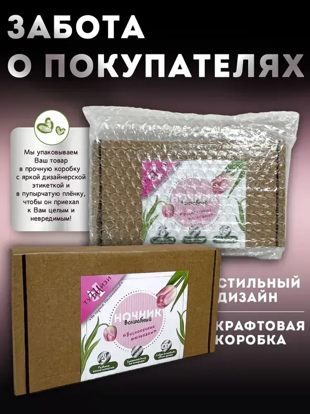 Ночник с тюльпанами в кубе, светильник своими руками / Ночник зеркало с тюльпанами