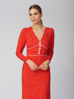 Платье футляр в горох, красное