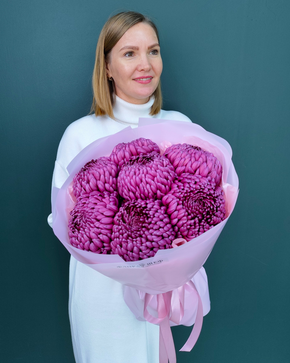 Хризантема Бигуди Перпл,7 веток(00385)