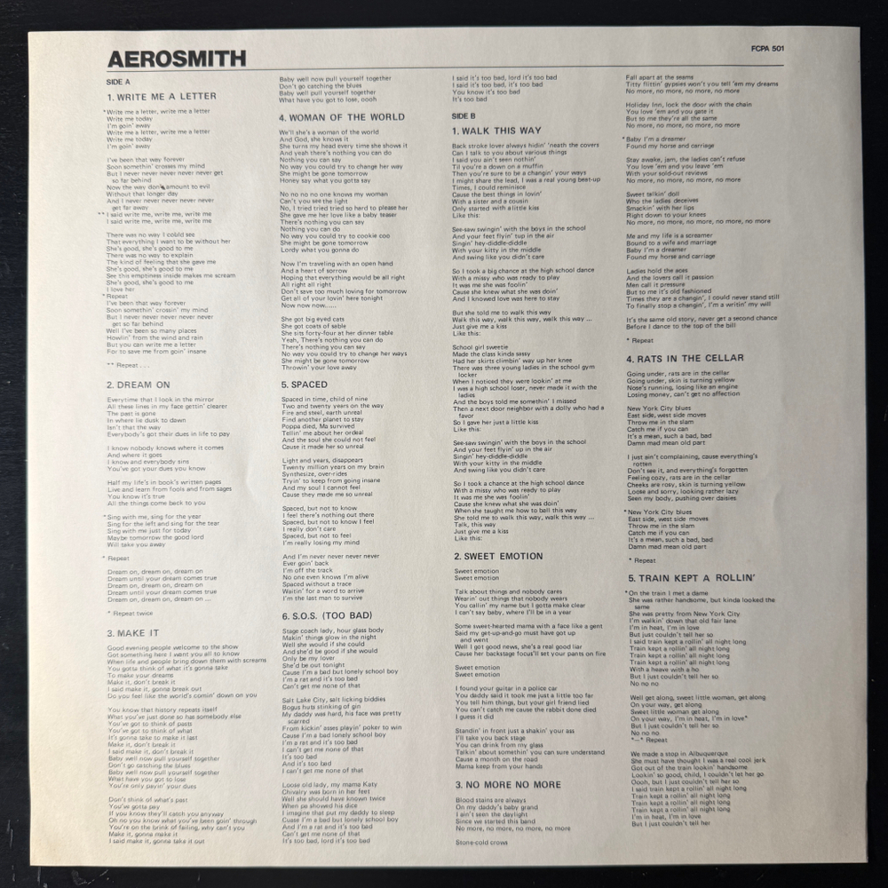 Aerosmith ‎– Aerosmith (Япония 1978г.)