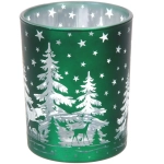 Подсвечник «Снежный лес» 10*12,5 см, Изумруд