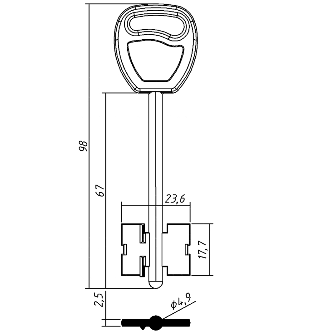 Заготовка сувальдного ключа 12746 GRD5DP