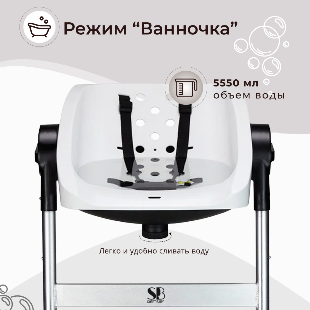 Ванночка - стульчик для купания Sweet Baby 2в1+ Charli Chair White