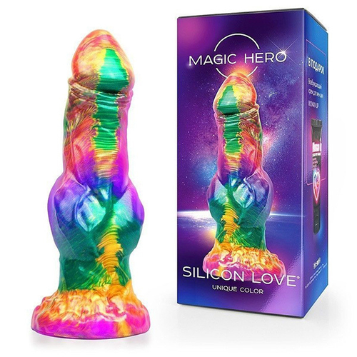 Разноцветный фантазийный фаллоимитатор на присоске 24см Bior Toys Magic Hero MH-13046