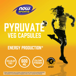 NOW Foods, Sports, пируват, 600 мг, 100 растительных капсул