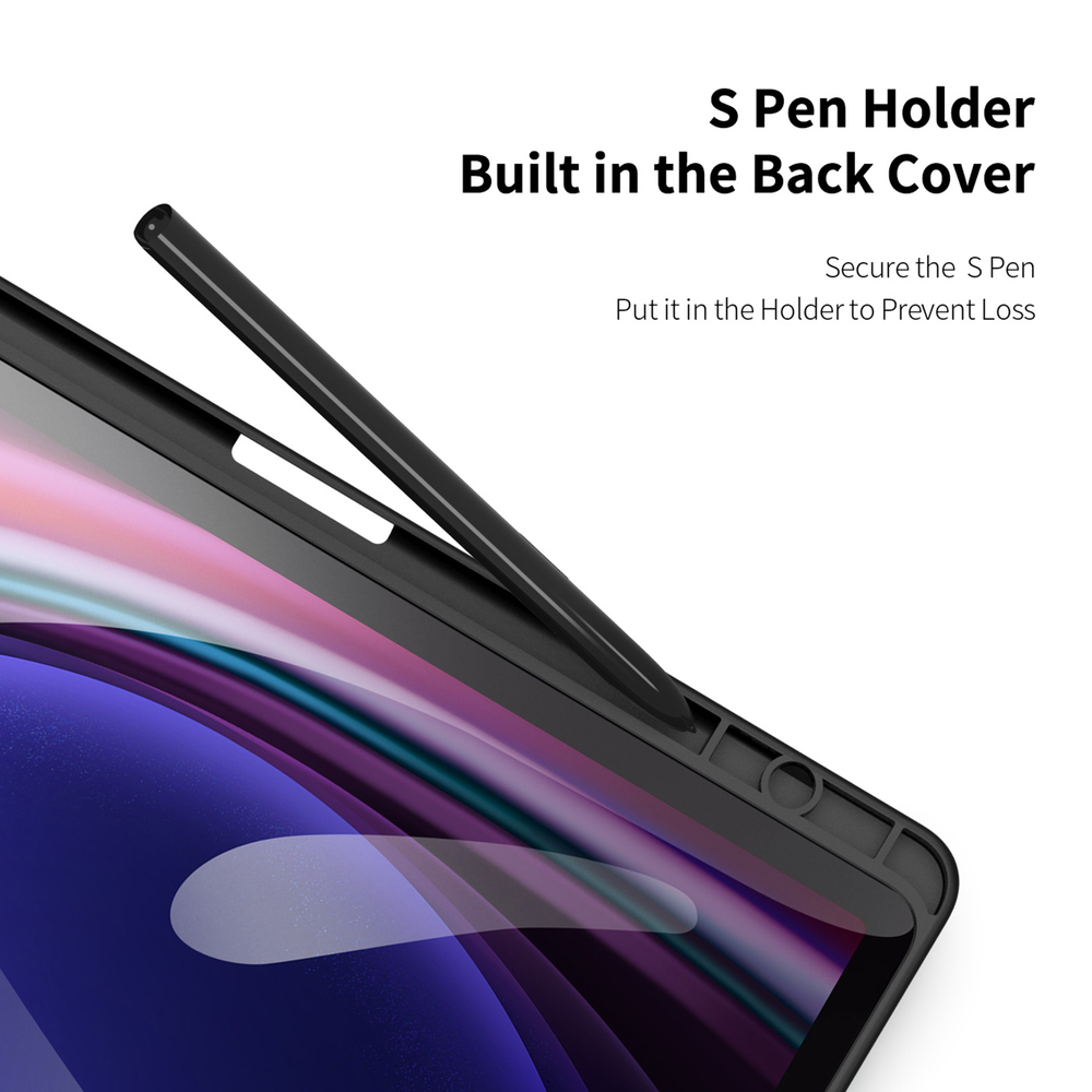 Чехол книжка черного цвета для Samsung Galaxy Tab S10 Lite, Tab S10 FE, Tab S9, Tab S9 FE, серия Toby Series Case от Dux Ducis