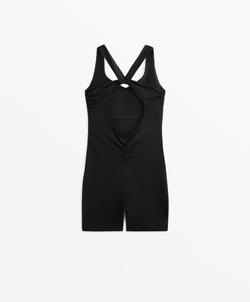 Oysho Короткий комбинезон Comfortlux со скрещенной спиной, черный