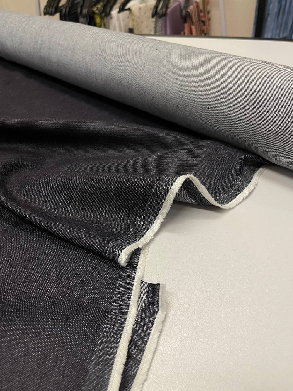 Костюмно-плательный хлопковый однотонный джинс (ACNE STUDIOS, 100%хлопок, Лунная ночь, 150, 340 гр/м2)