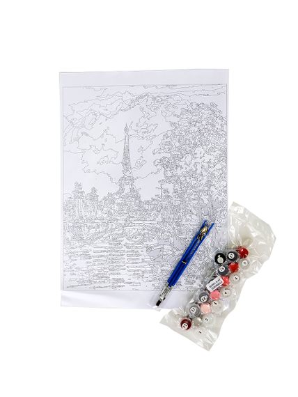 Картина по номерам "Канал на фоне Эйфелевой башни", 40х50 см