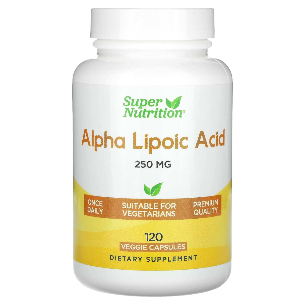 Super Nutrition, альфа-липоевая кислота, 250 мг, 120 растительных капсул
