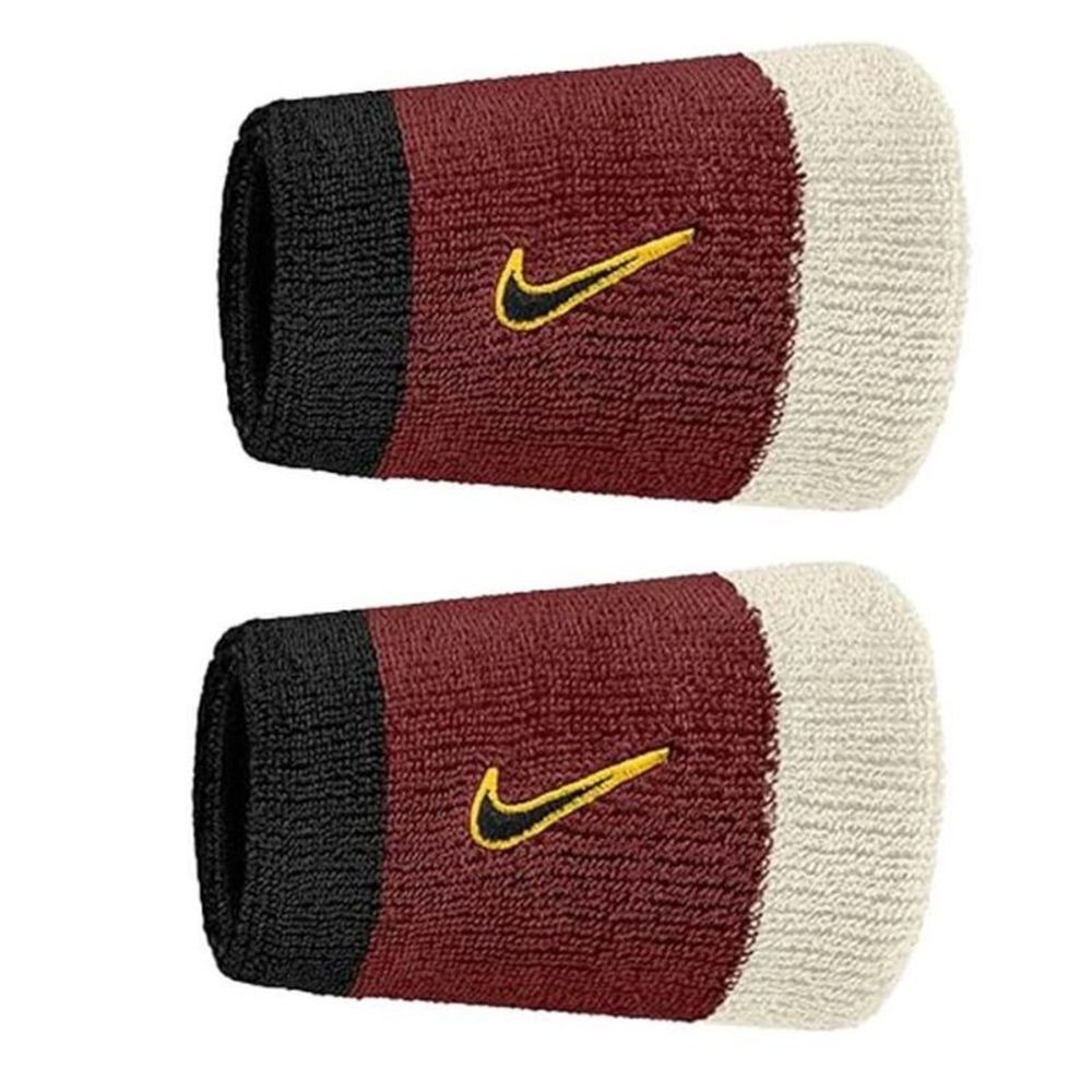 Напульсник теннисный Nike Swoosh Double Wide 2P - cream/burgundy/black
