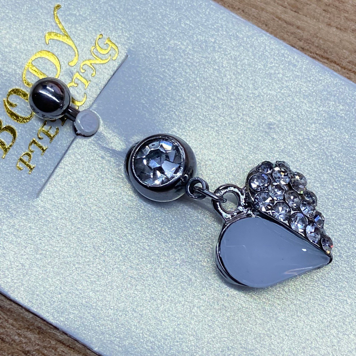 Пирсинг Body Piercing Сердце кристалл непрозрачный стразы металл серебристый