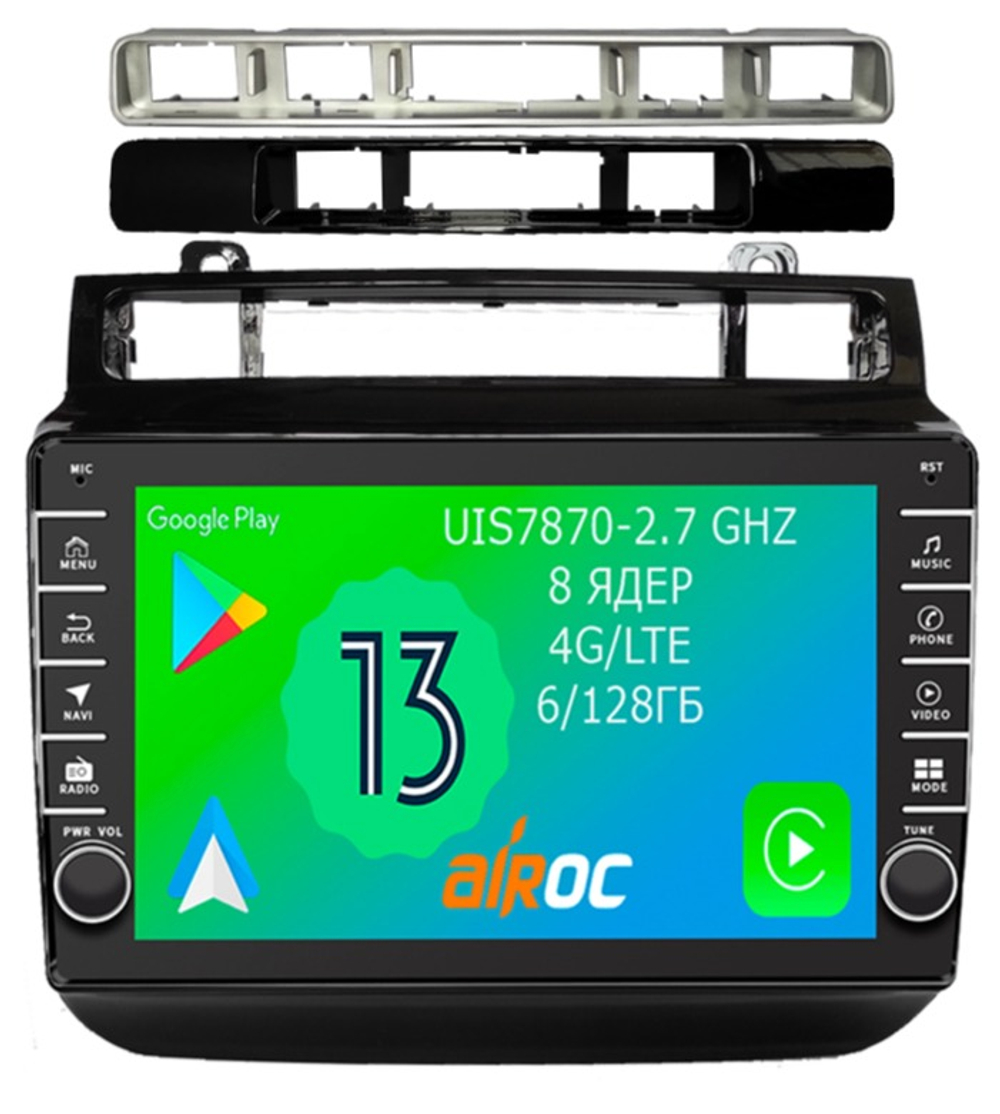 Магнитола для VW Touareg 2010-2018 (RCD550) - Airoc AB-3712 (кнопки и крутилки), Android 13, TS20, 6/128Гб, SIM-слот, CarPlay